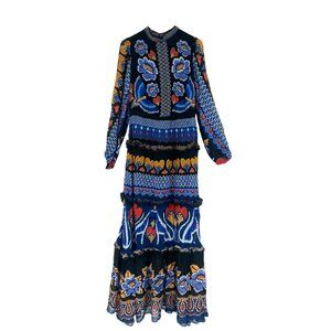 Anthropologie Farm Rio Ainika Sparkle Long Sleeve Maxi Dress- Size Medium
